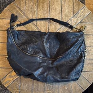 Topshop Black Leather Hobo Bag
